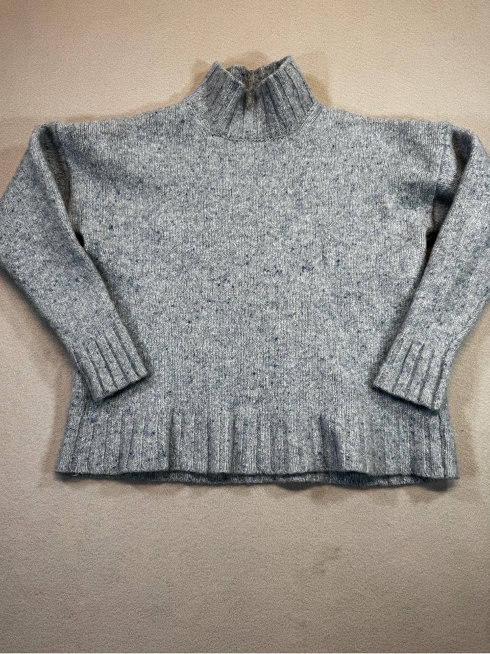J Crew Cozy Women’s blue Merino Wool / Alpaca Blend Mock Neck Sweater